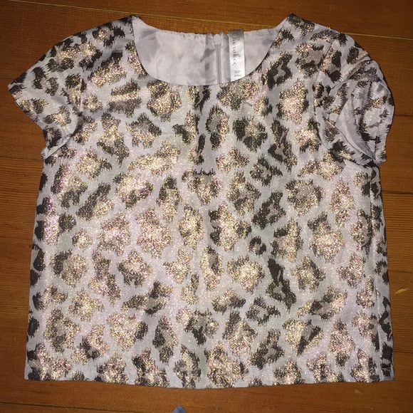 Cherokee Girls’ Metallic Gold Cheetah Print Top sz Small / 6 / 6X - Picture 1 of 8